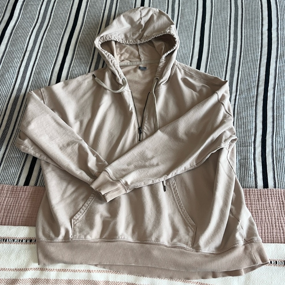 Aerie Half Zip Tan Hoodie
